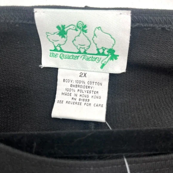 Vintage Quacker Factory Christmas Dress Black Embroidered 2X Cotton Maxi NWT - Picture 3 of 10